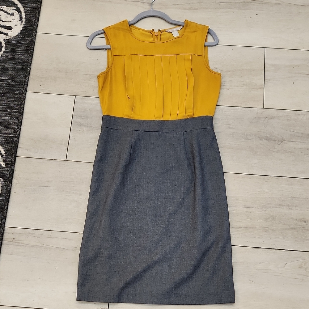 Banana Republic Mustard and Charcoal Midi Dress Size 2